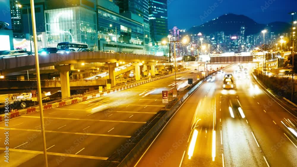 Time Lapse.The Evening Streets of Hong Kong. 