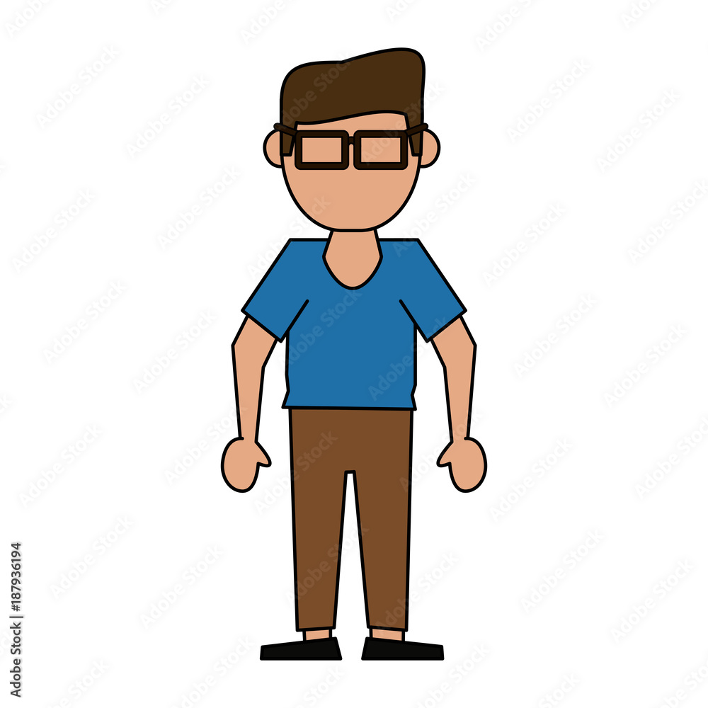 Geek man cartoon icon vector illustration graphic design