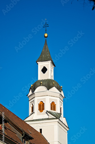 typical bell tower of the european mountains