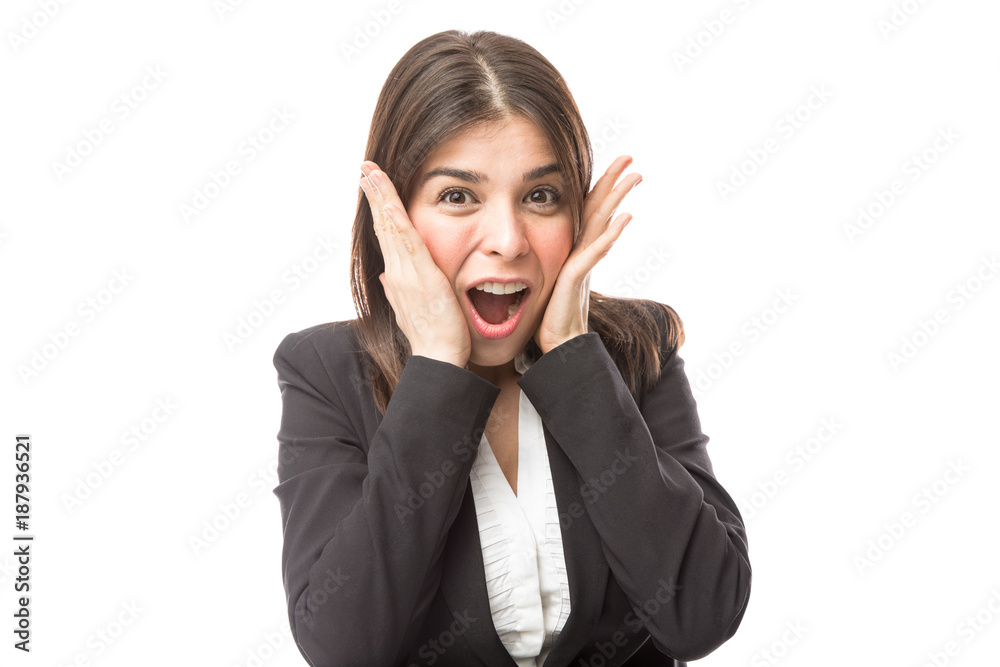 Businesswoman looking surprised Businesswoman looking surprised