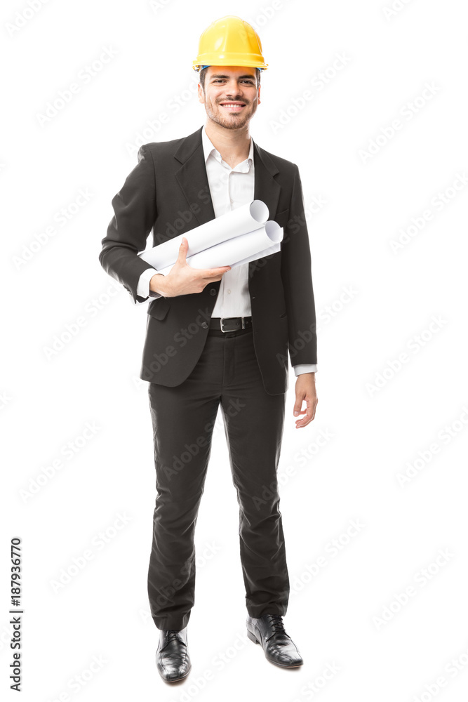 Happy architect with some plans Happy architect with some plans