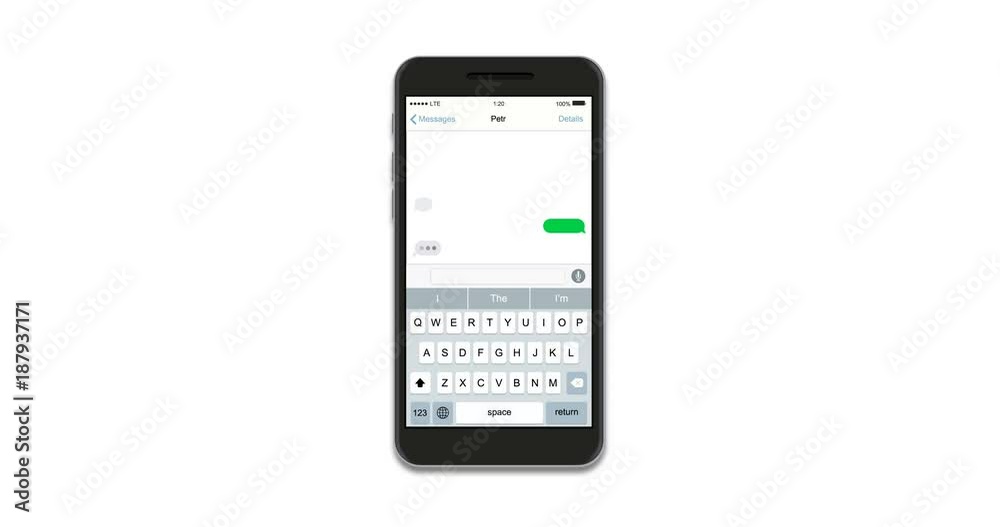 realistic smartphones with text message isolated on white background