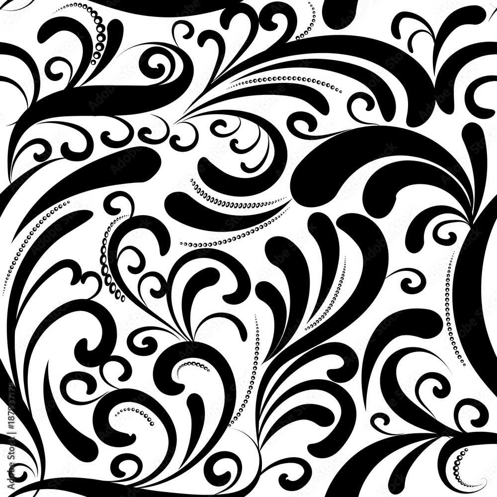 Black And White Paisley Flower Pattern