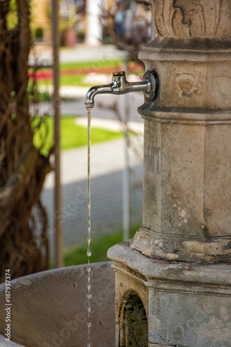 Water fountain on spa island in Piestany (SLOVAKIA)