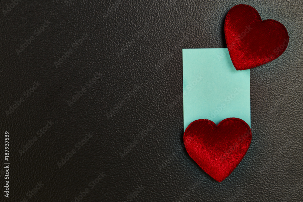 Valentines day background with heart and Blue Note Paper for text