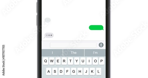 realistic smartphones with text message isolated on white background