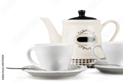 Teapot with Cups of Tea