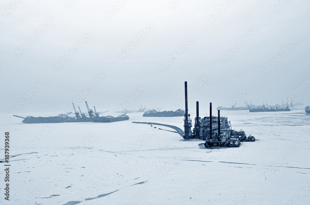 During the winter after a cargo ship