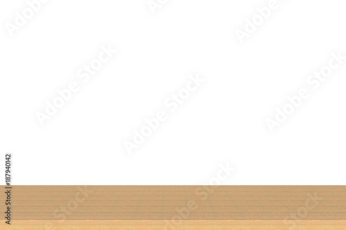 Empty top of wood oak table or counter isolated on white background. For product display