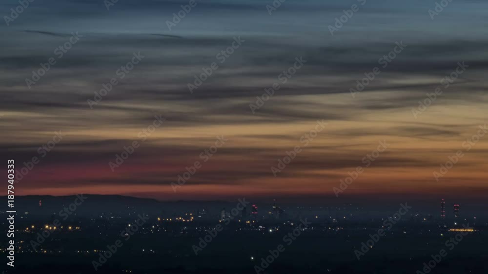 Timelapse of the modern city of Milan, Italy at sunrise. Aerial View Timelapse of the modern city of Milan, Italy at sunrise. Aerial View