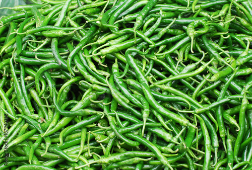 Fresh green pepper pile in harvest season
