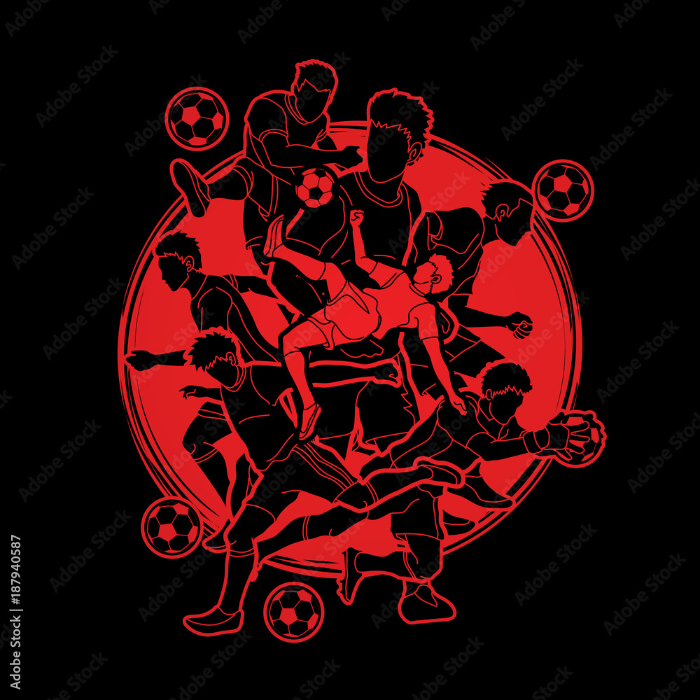 Soccer player team composition  designed on sunlight background graphic vector.
