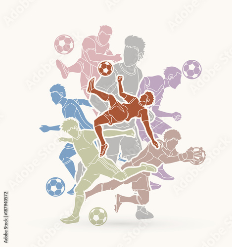 Soccer player team composition  graphic vector.