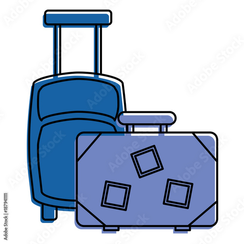 suitcases vintage and modern equipment travel vector illustration