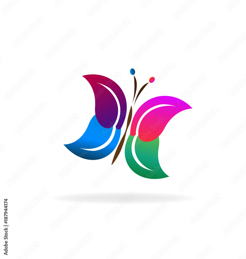Obraz premium Multi-colored butterflies icon illustration