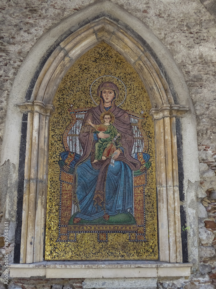 San Giuseppe goldene Mosaik Madona mit Kind in Taomina Sizilien