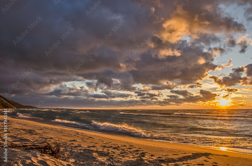 Beach Sunset on Lake Michigan 102491