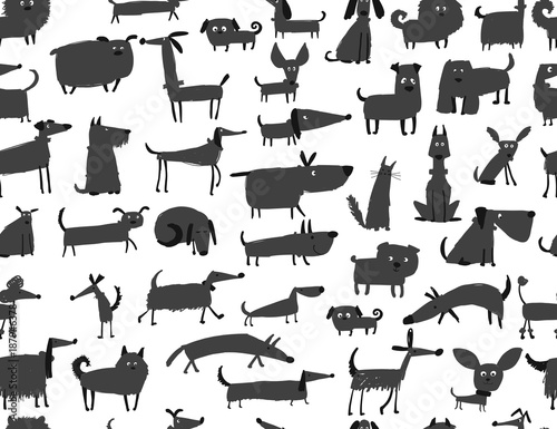 Cute dogs collection, seamless pattern for your design