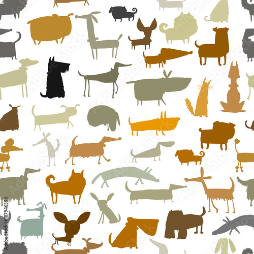 Cute dogs collection, seamless pattern for your design