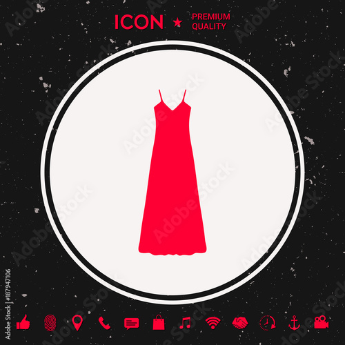 Long Dress, Evening dress, combination or nightie , the silhouette. Menu item in the web design