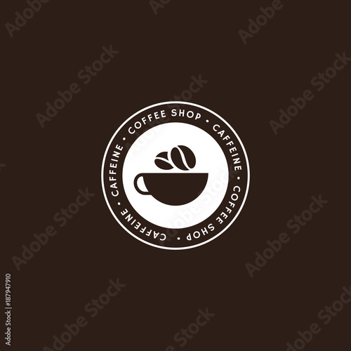 Coffee break signage. Vector signage for coffee shop. Coffee cup or tea silhouette isolated on white background. Retro vintage insignia template.