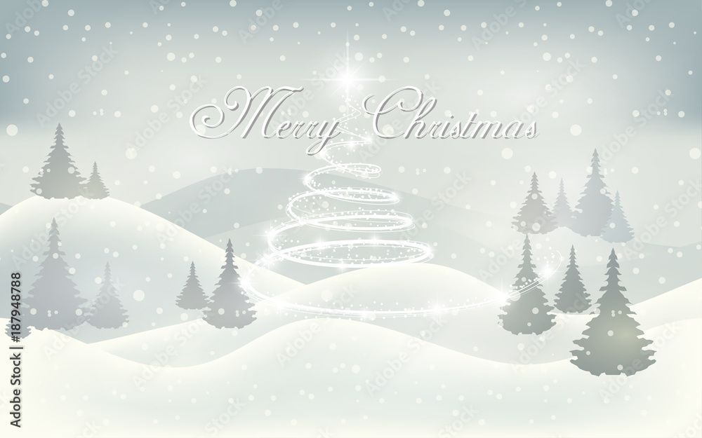 Merry christmas wintry snow lanscape Background