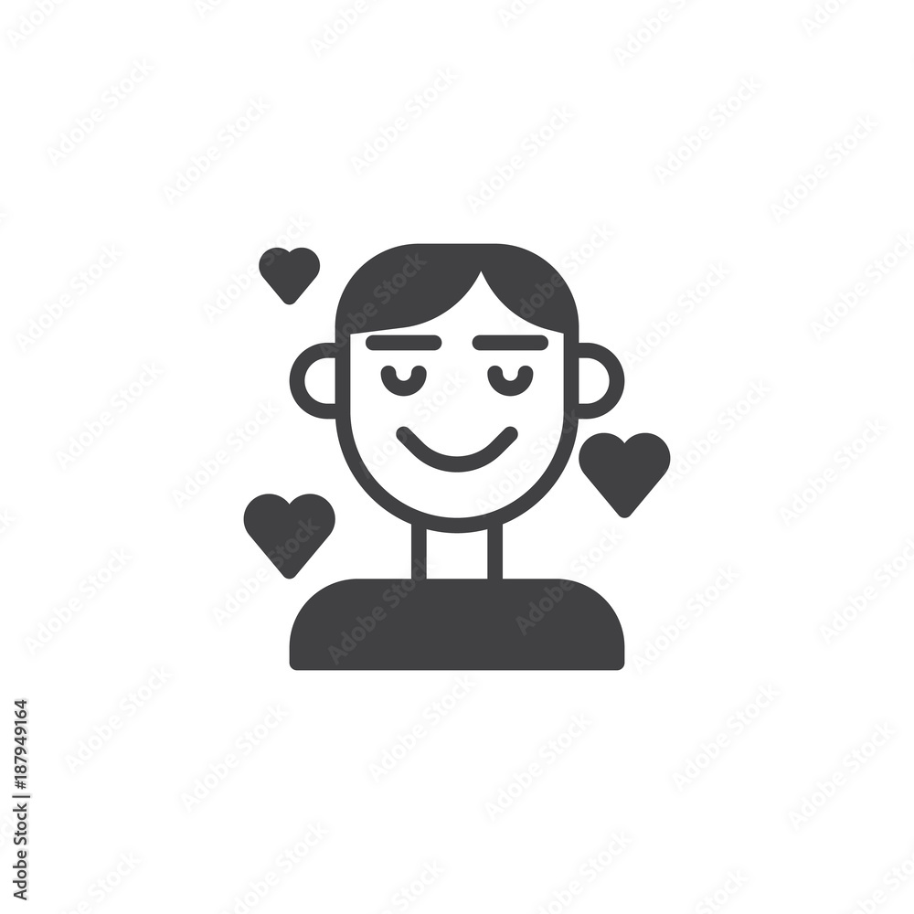 Man in love icon vector, filled flat sign, solid pictogram isolated on white. Symbol, logo illustration. Man in love icon vector, filled flat sign, solid pictogram isolated on white. Symbol, logo illustration.
