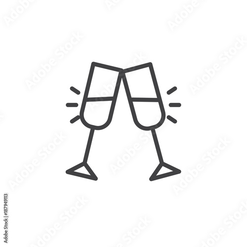 Cheers glass drink line icon, outline vector sign, linear style pictogram isolated on white. Toast symbol, logo illustration. Editable stroke