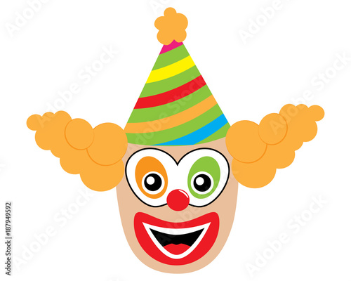 Face of clown, icon. Vector illustration.