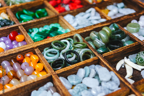 Various ornaments made of stone. Jewelry