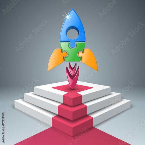 Rocket, ladder, stair  icon. Abstract  illustration Infographic.