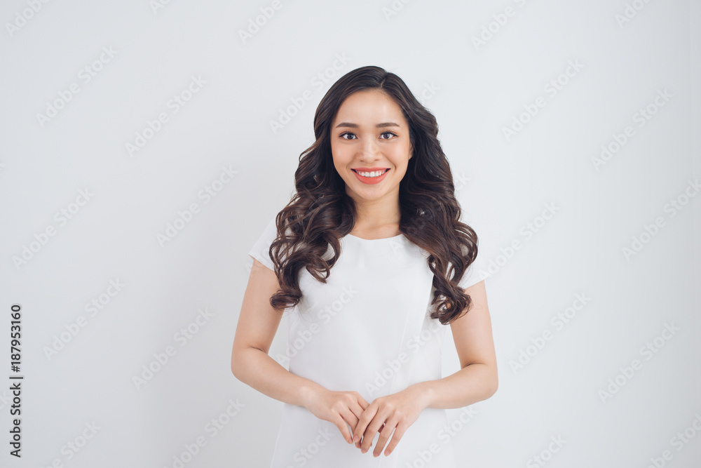 Friendly smiling young pretty asian woman portrait. Friendly smiling young pretty asian woman portrait.