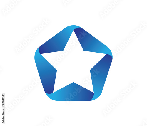 Fototapeta Naklejka Na Ścianę i Meble -  blue polygonal star vector logo