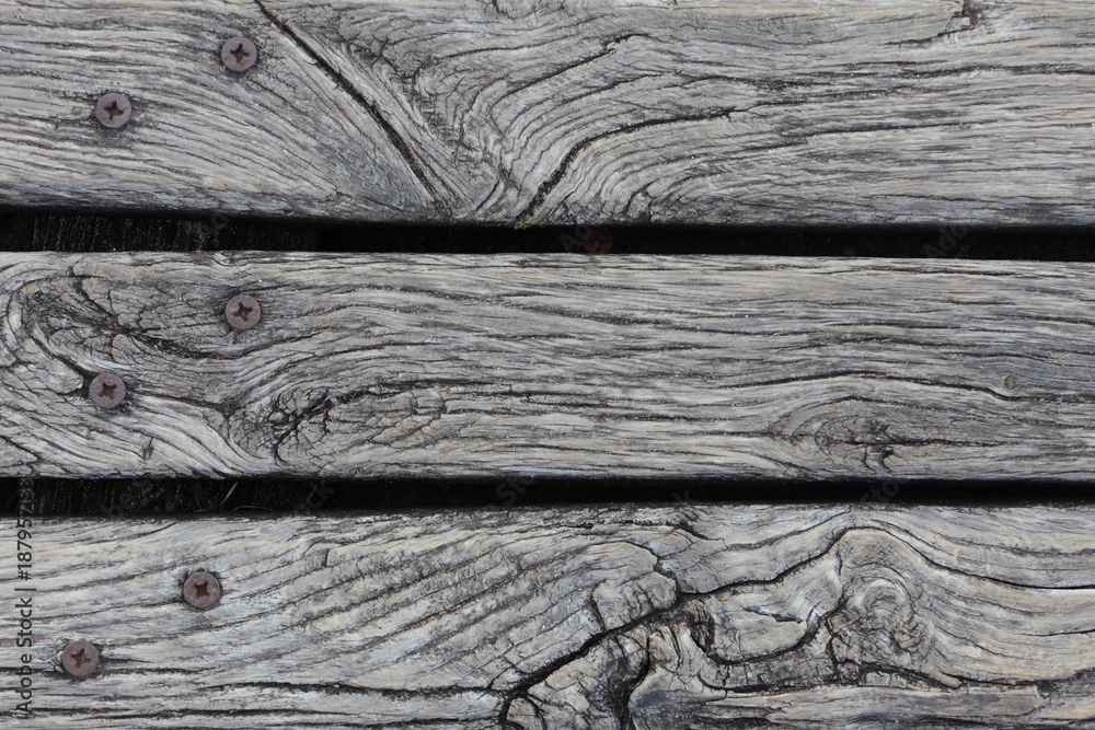 Fototapeta premium Closeup of rough weathered hardwood decking