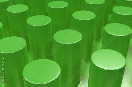 Plain green surface with cylinders