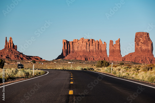 Empty scenic highway in Monument Valley