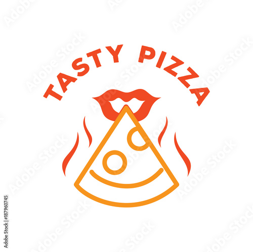 tasty pizza with mouth illustration