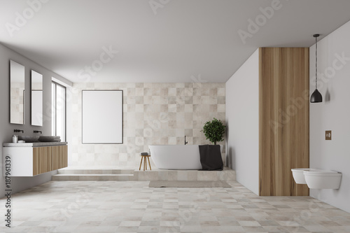 Tiled and white bathroom  poster