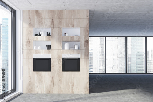 Panoramic kitchen, wooden countertops