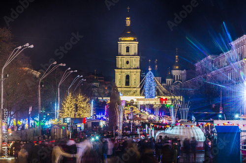 New Year in Kiev on Mikhailovskaya Square photo