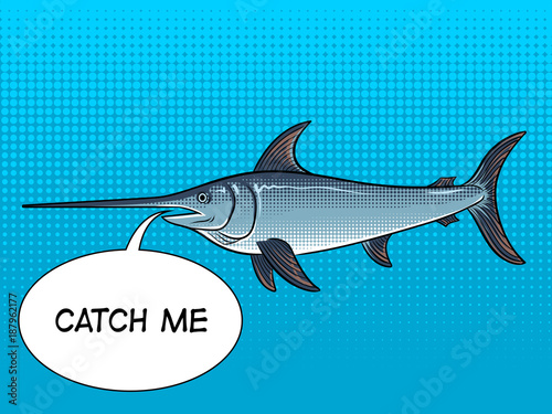 Swordfish pop art vector illustration