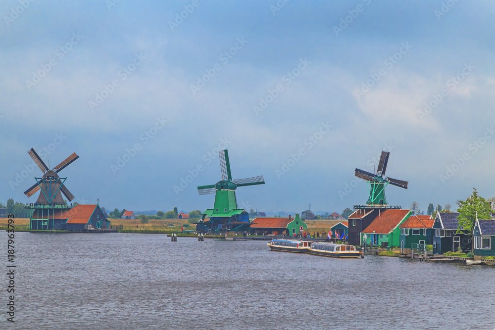 Windmills of Zaanse Schans, Netherlands.
