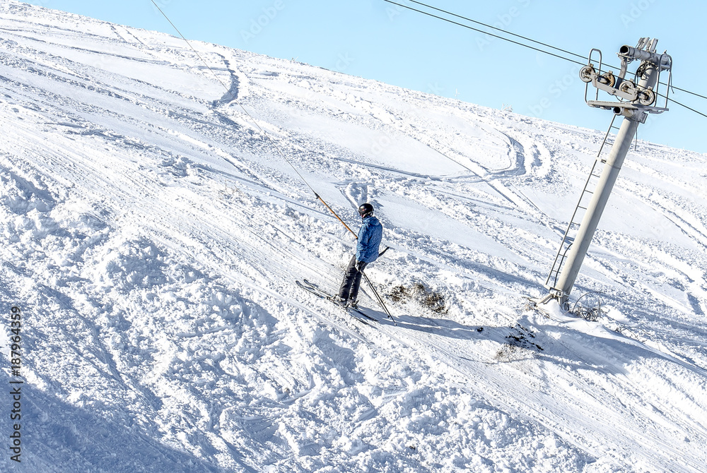 Skiing from the mountain
