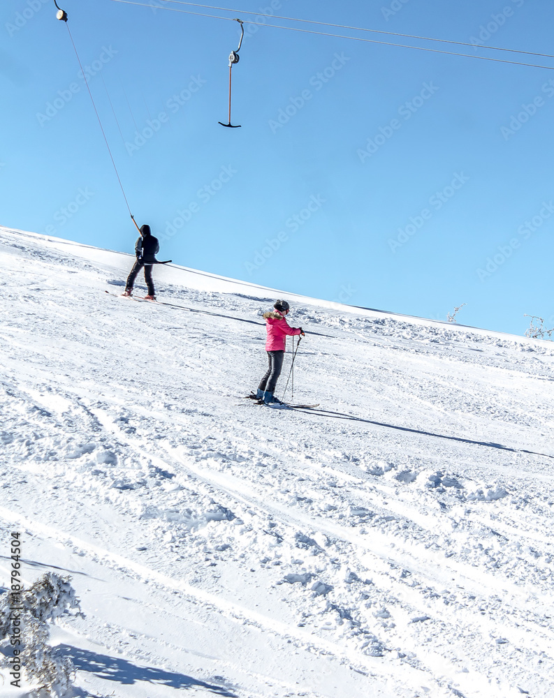 Skiing from the mountain