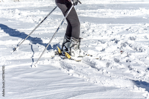 Skiing in the ski resort