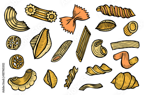 Hand drawn pasta set.