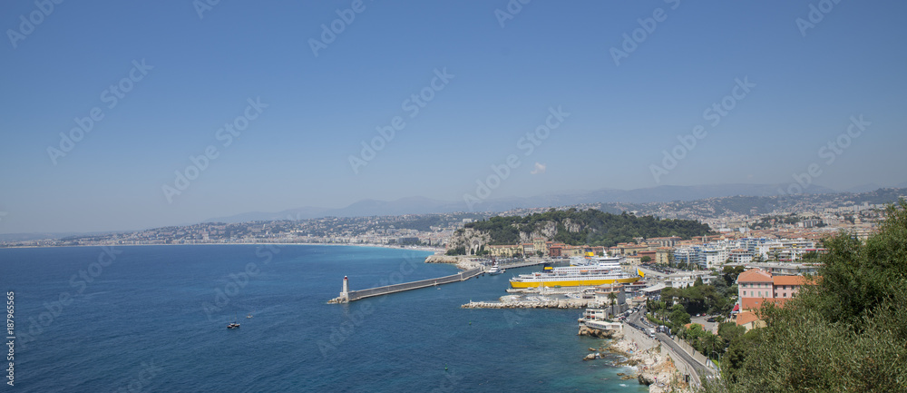 view of the port and the coast of Nice