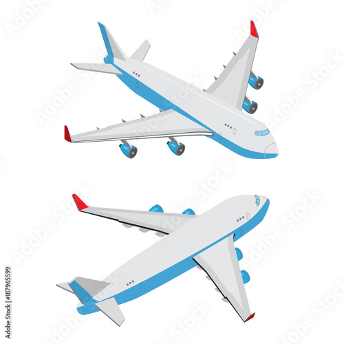 Isometric 3D flat plane. Isometry aircraft vector. Air transport