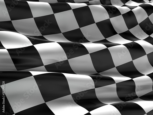 Checkered flag, finish flag, race flag. 3d rendering © Sashkin