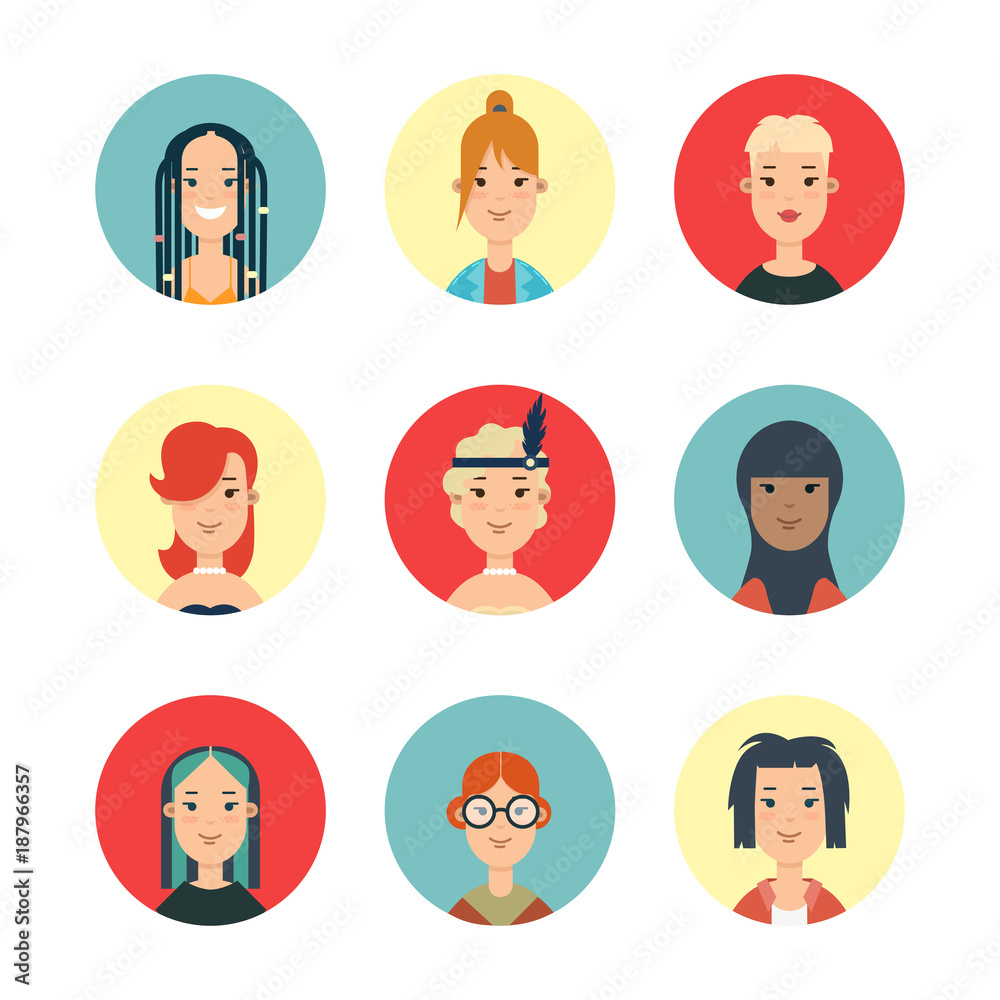 Flat people avatar vector. Woman Online Social networks Flat people avatar vector. Woman Online Social networks